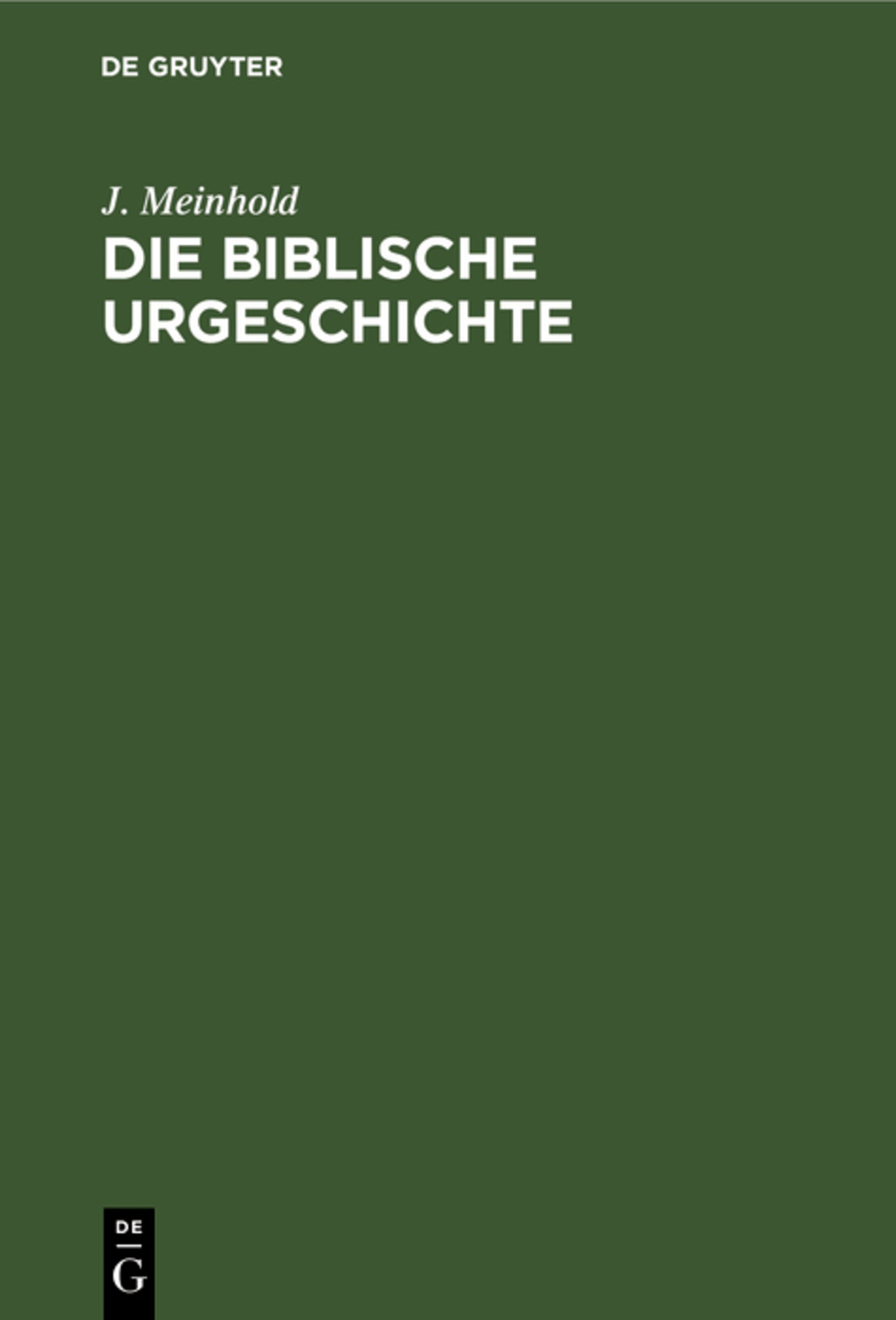Cover image for Die biblische Urgeschichte ISBN 9783111255071